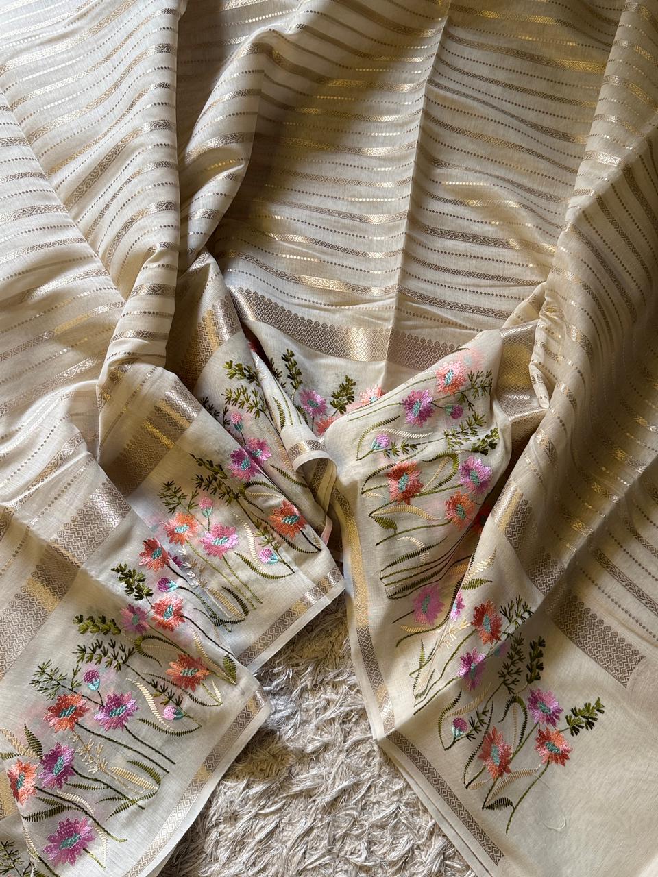 Elegant Banarasi Soft Silk Saree with Floral Design