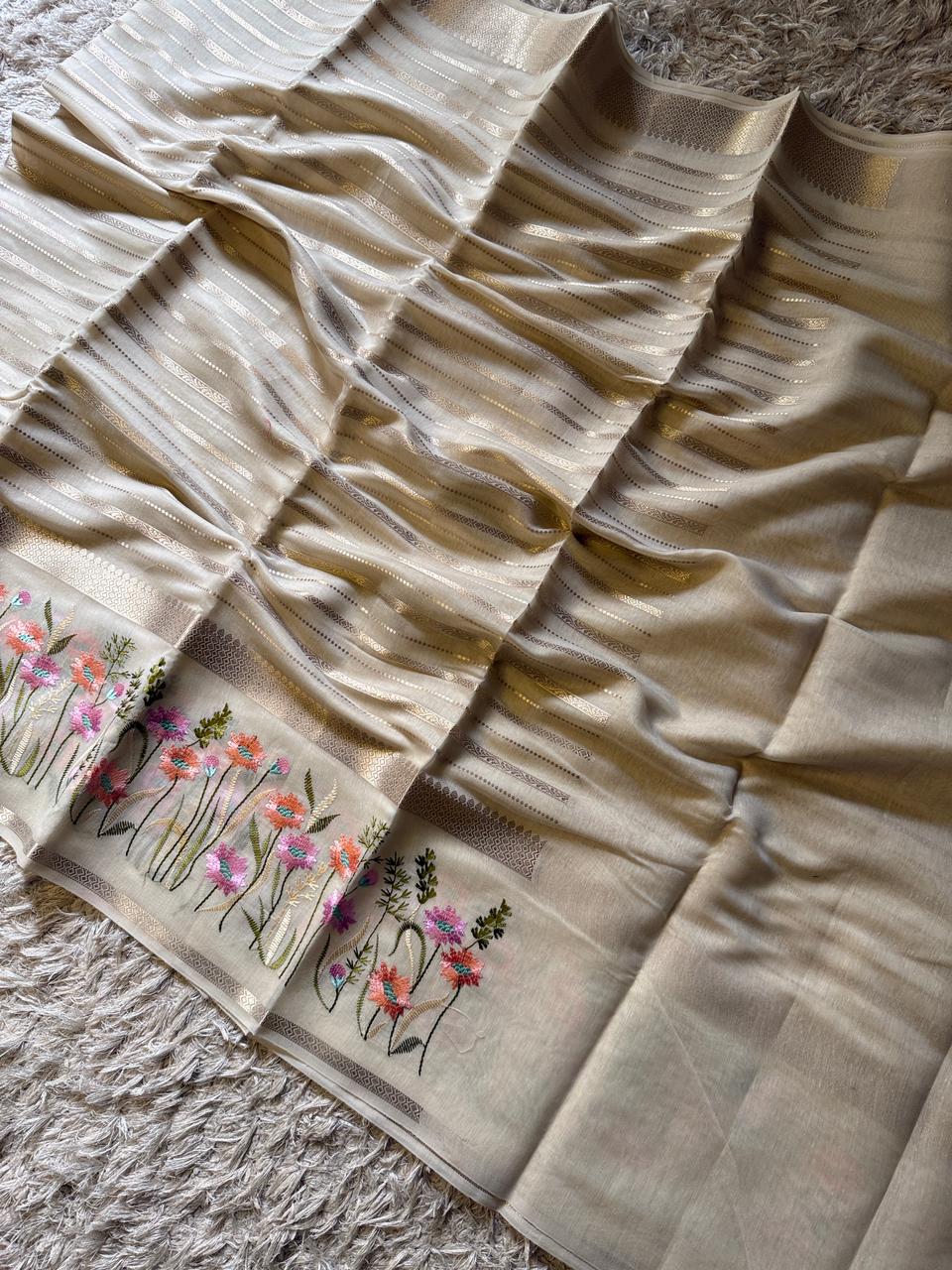 Elegant Banarasi Soft Silk Saree with Floral Design
