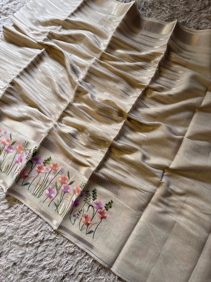 Elegant Banarasi Soft Silk Saree with Floral Design