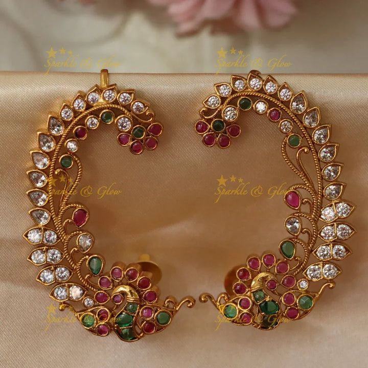 Exquisite Peacock Cuff Jhumka Earrings for Weddings