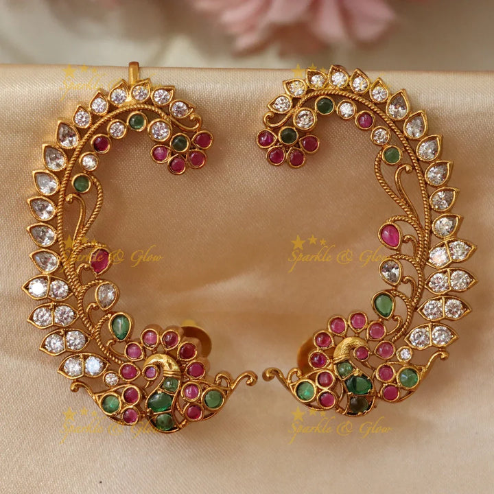 Exquisite Peacock Cuff Jhumka Earrings for Weddings
