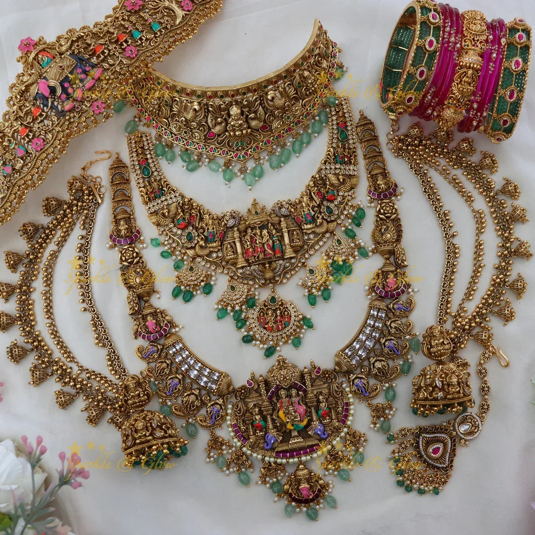 Grand Vishnu Lakshmi Temple Bridal Set – Regal Elegance
