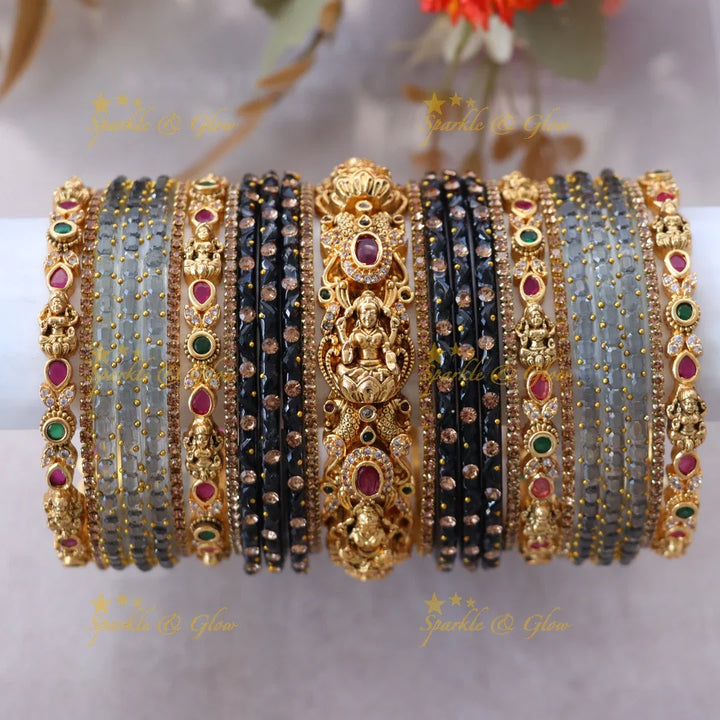 Exquisite Lakshmi Peacock Bridal Bangle Set - Sparkle & Glow