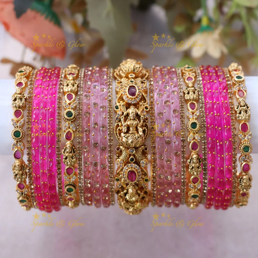 Exquisite Lakshmi Peacock Bridal Bangle Set - Sparkle & Glow