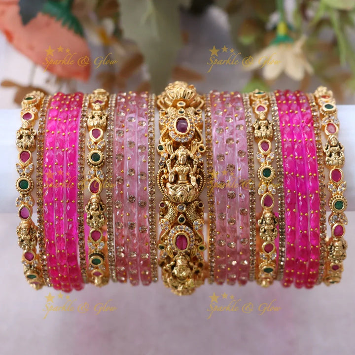 Exquisite Lakshmi Peacock Bridal Bangle Set - Sparkle & Glow