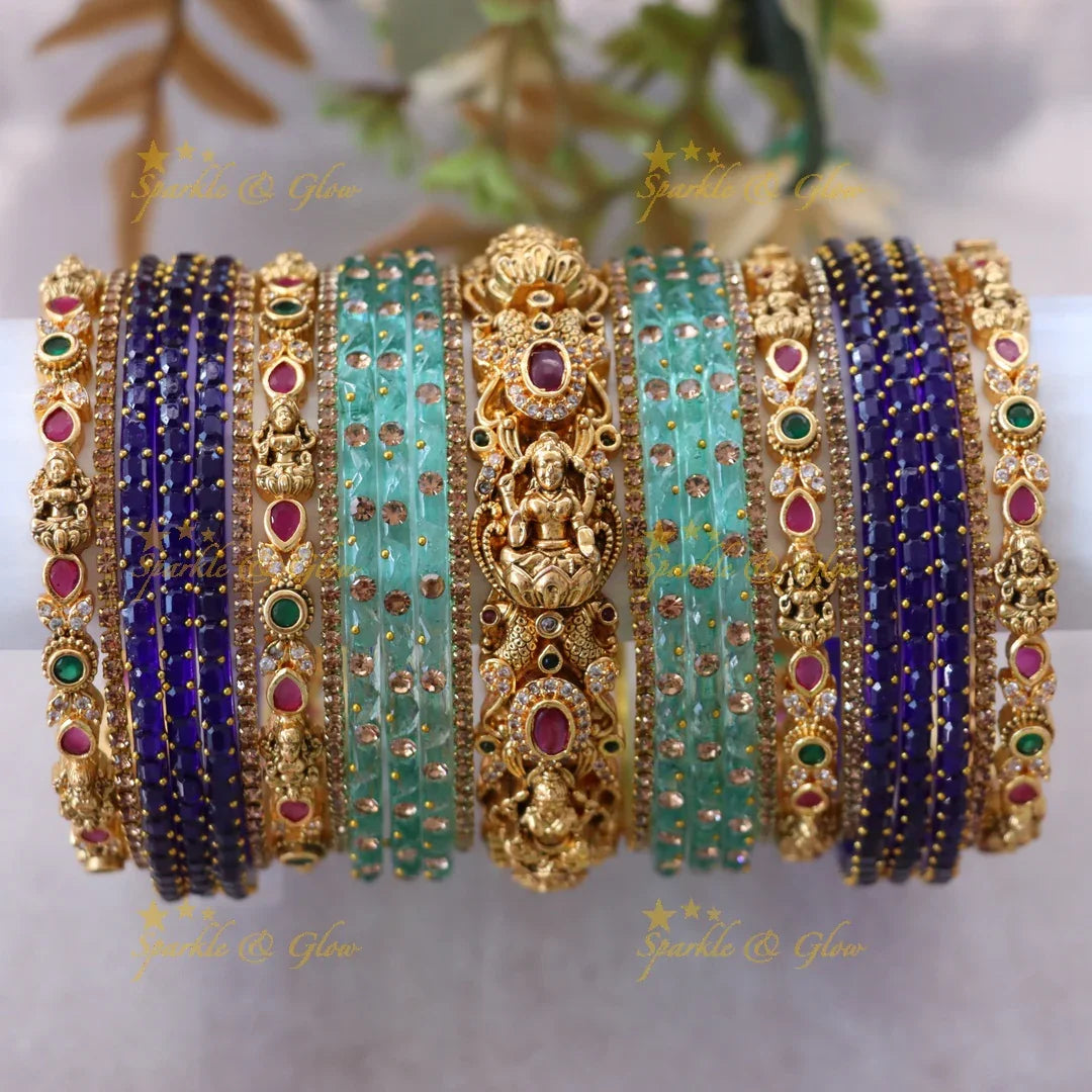 Exquisite Lakshmi Peacock Bridal Bangle Set - Sparkle & Glow