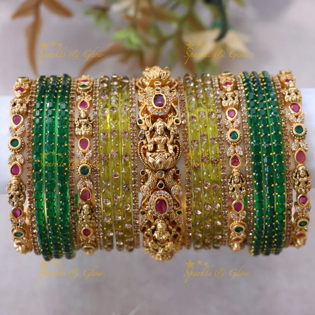 Exquisite Lakshmi Peacock Bridal Bangle Set - Sparkle & Glow