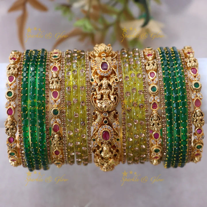 Exquisite Lakshmi Peacock Bridal Bangle Set - Sparkle & Glow