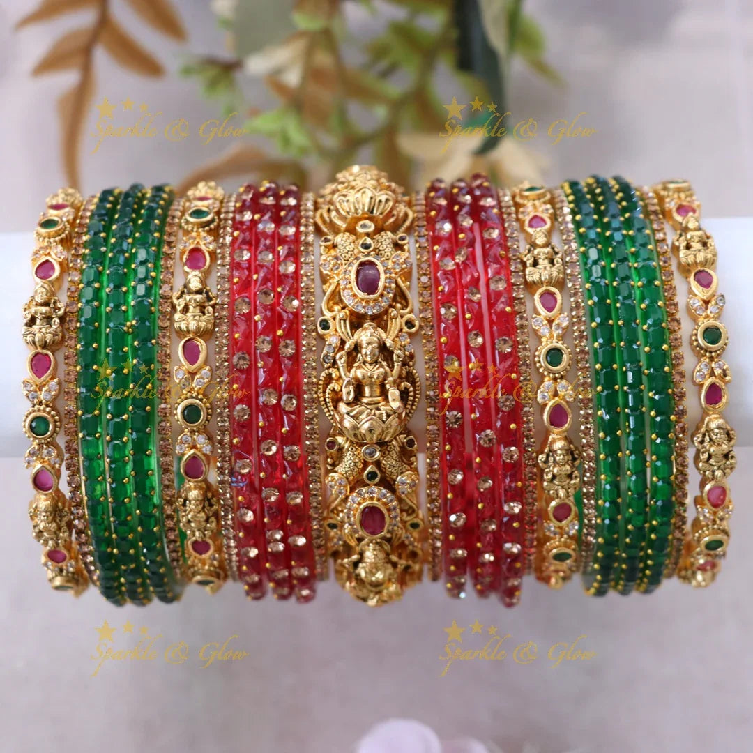 Exquisite Lakshmi Peacock Bridal Bangle Set - Sparkle & Glow