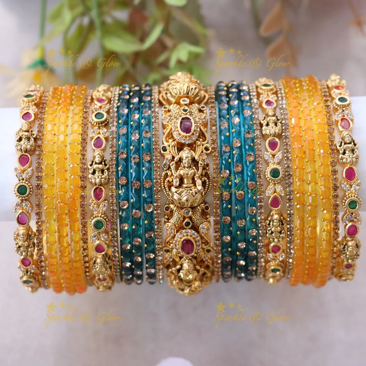 Exquisite Lakshmi Peacock Bridal Bangle Set - Sparkle & Glow