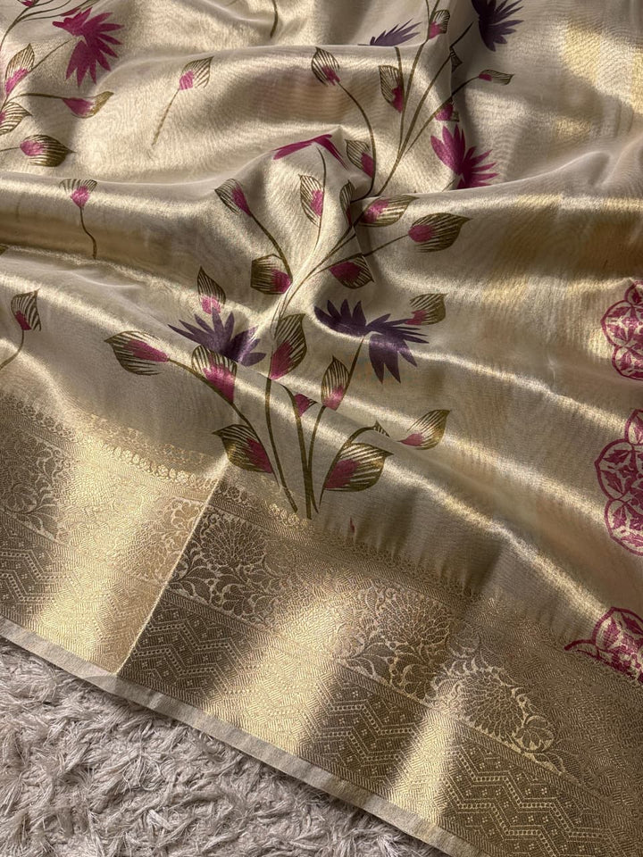 Luxurious Banarasi Gold Tissue Silk Saree for Weddings