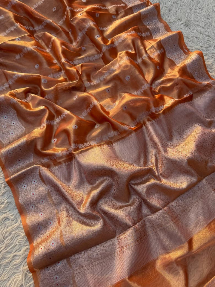 Exquisite Ghicha Silk Saree with Velvet Trim