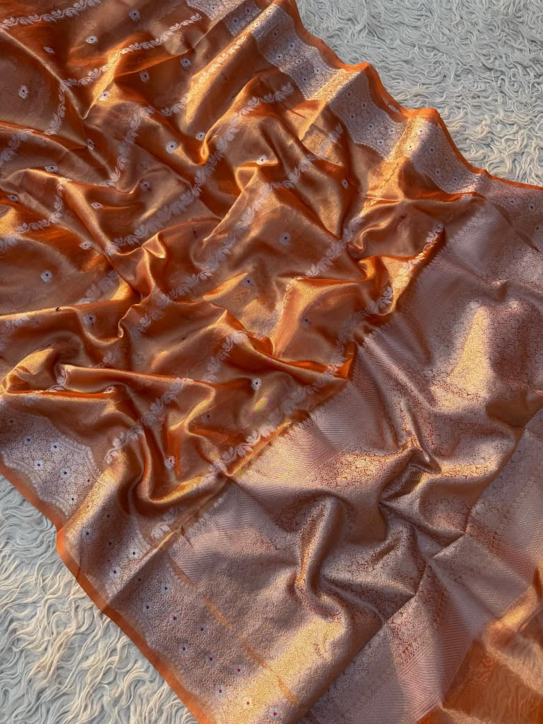 Exquisite Ghicha Silk Saree with Velvet Trim