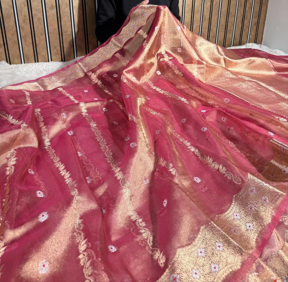 Exquisite Ghicha Silk Saree with Velvet Trim