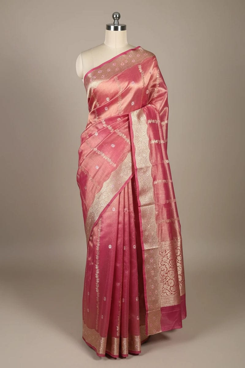 Exquisite Ghicha Silk Saree with Velvet Trim