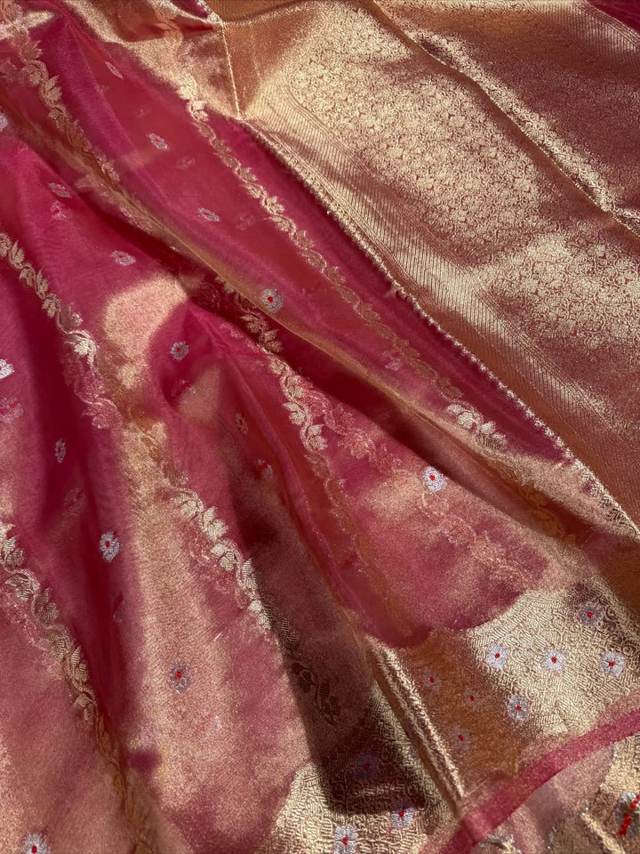 Exquisite Ghicha Silk Saree with Velvet Trim