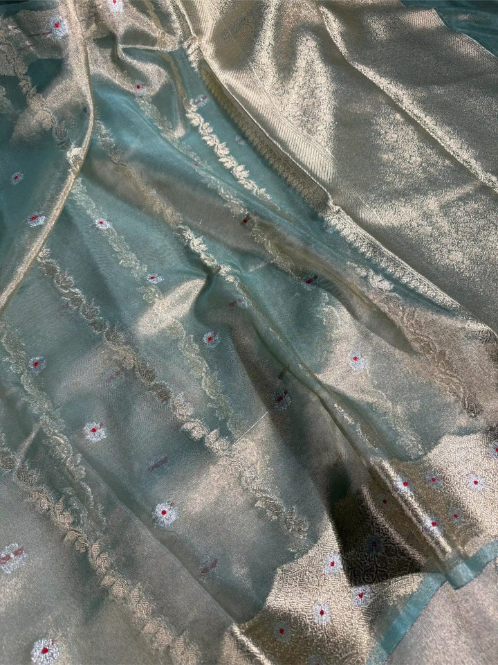 Exquisite Ghicha Silk Saree with Velvet Trim