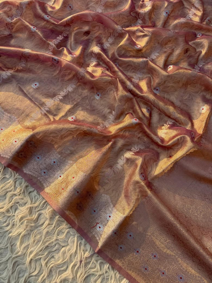 Exquisite Ghicha Silk Saree with Velvet Trim