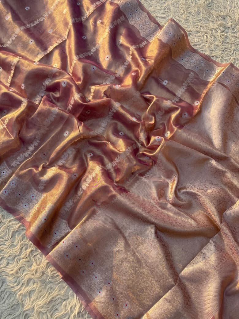 Exquisite Ghicha Silk Saree with Velvet Trim