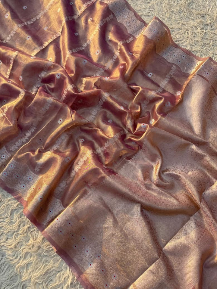 Exquisite Ghicha Silk Saree with Velvet Trim