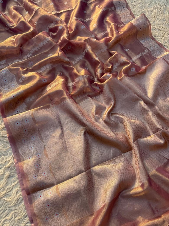 Exquisite Ghicha Silk Saree with Velvet Trim