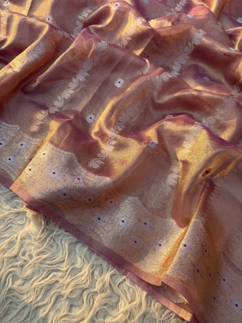 Exquisite Ghicha Silk Saree with Velvet Trim