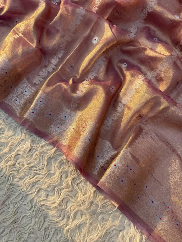 Exquisite Ghicha Silk Saree with Velvet Trim