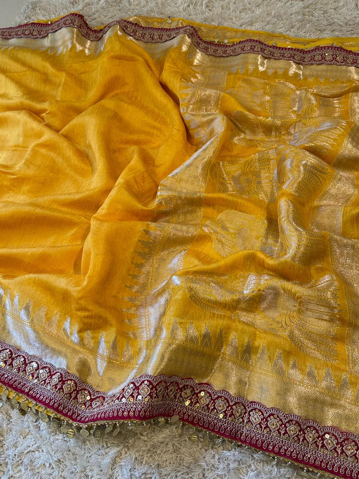 Stunning Banarasi Ghicha Silk Saree with Velvet Elegance