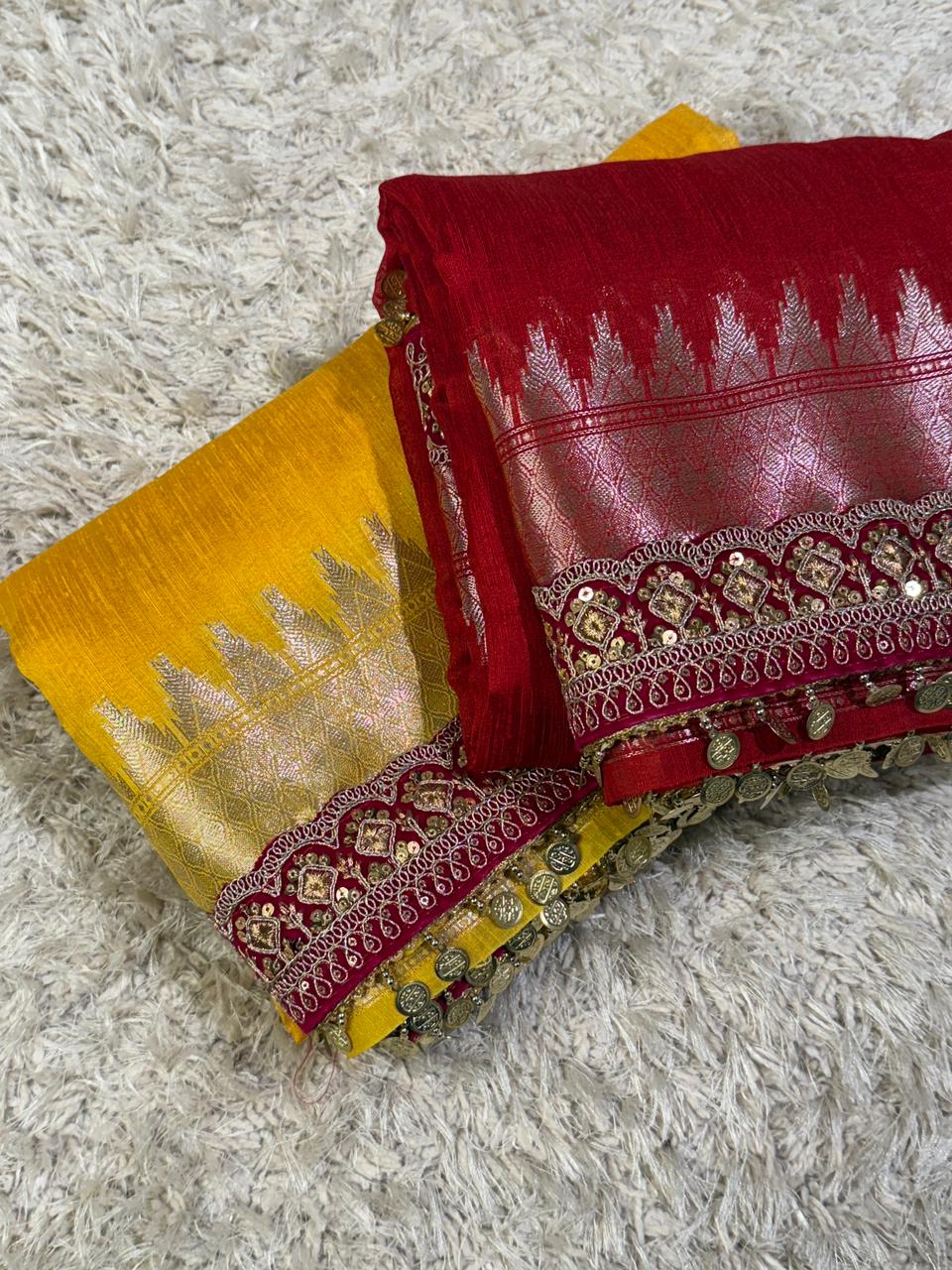 Stunning Banarasi Ghicha Silk Saree with Velvet Elegance