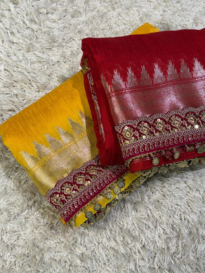 Stunning Banarasi Ghicha Silk Saree with Velvet Elegance