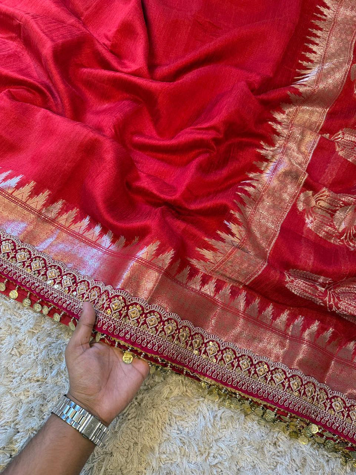 Stunning Banarasi Ghicha Silk Saree with Velvet Elegance