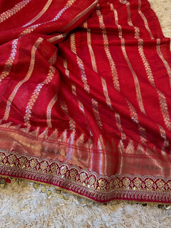 Stunning Banarasi Ghicha Silk Saree with Velvet Elegance