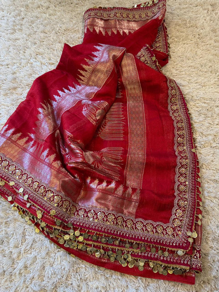 Stunning Banarasi Ghicha Silk Saree with Velvet Elegance