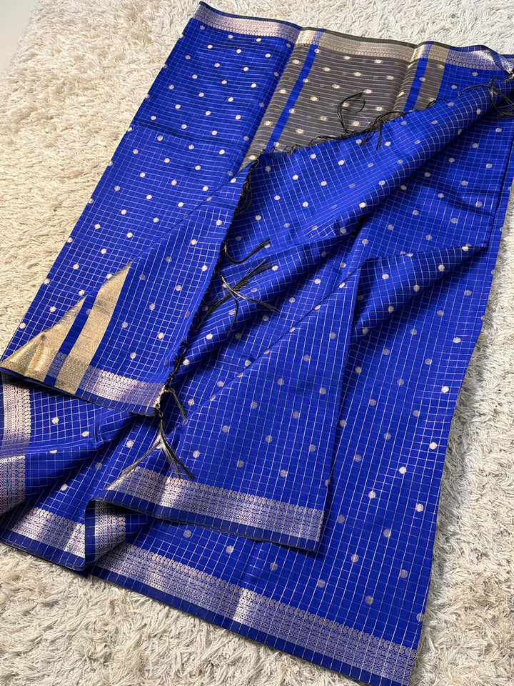 Elegant Blue Banarasi Semi Katan Silk Saree for Weddings