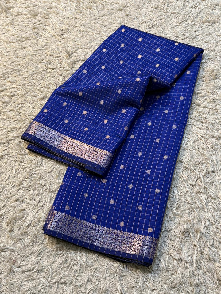 Elegant Blue Banarasi Semi Katan Silk Saree for Weddings