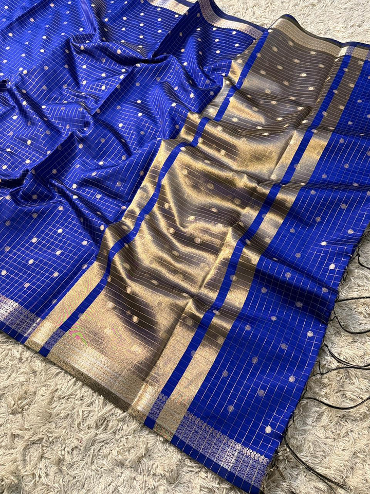 Elegant Blue Banarasi Semi Katan Silk Saree for Weddings