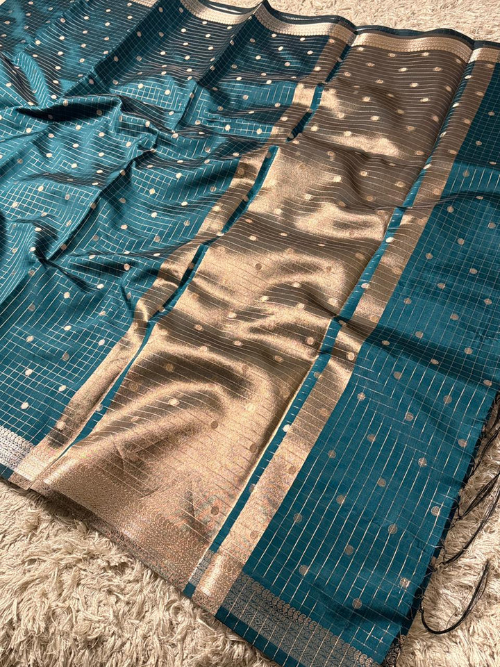 Elegant Blue Banarasi Semi Katan Silk Saree for Weddings