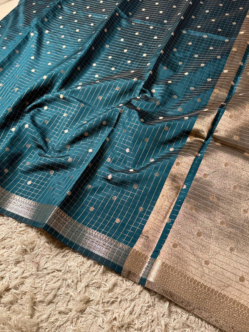 Elegant Blue Banarasi Semi Katan Silk Saree for Weddings