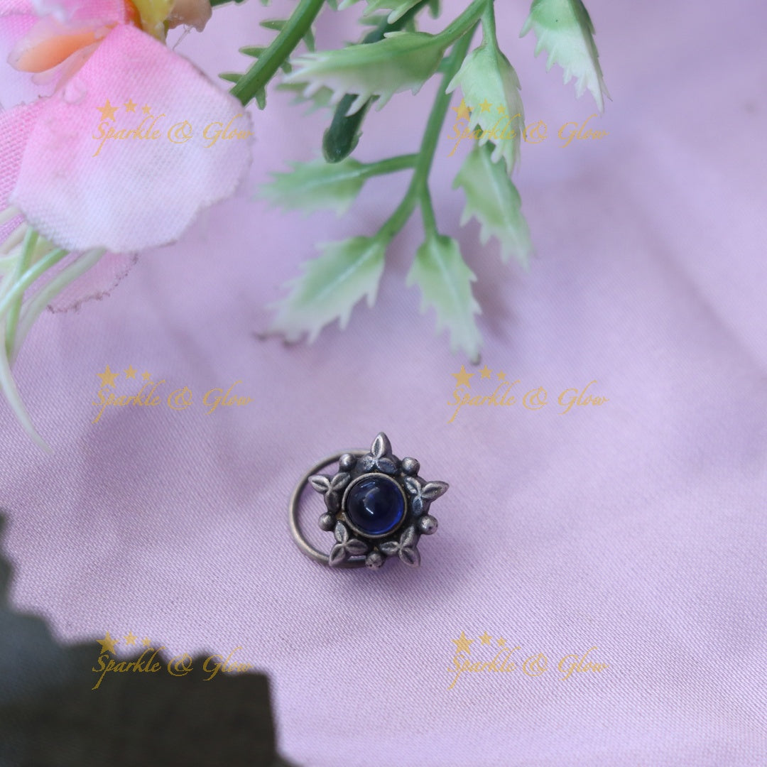 Exquisite Oxidised Leaf Nose Ring for Festive Elegance