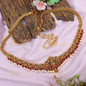 Elegantly Crafted Peacock Lakshmi Pearl Hip Belt