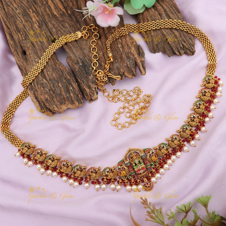 Elegantly Crafted Peacock Lakshmi Pearl Hip Belt