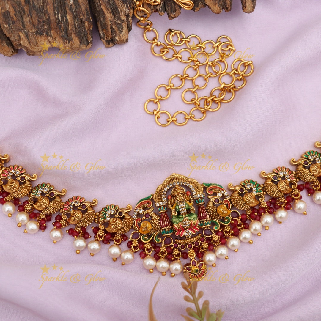 Elegantly Crafted Peacock Lakshmi Pearl Hip Belt