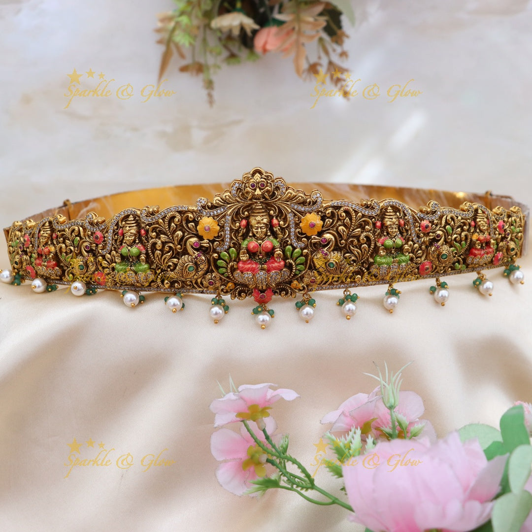 Exquisite Lakshmi Peacock Floral Hip Belt for Weddings