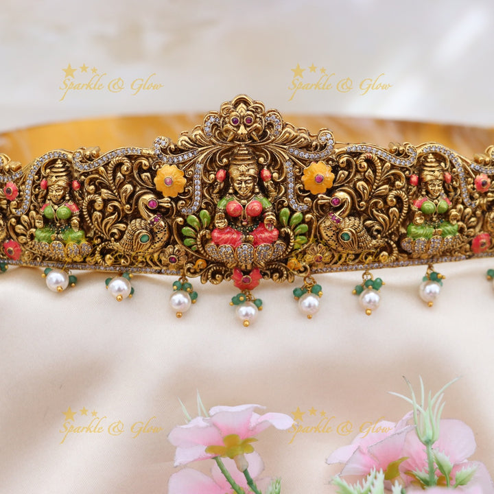 Exquisite Lakshmi Peacock Floral Hip Belt for Weddings