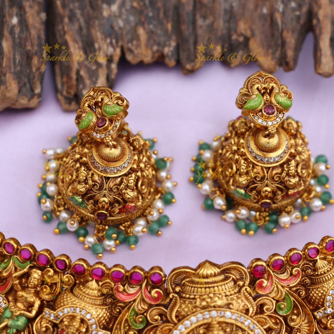 Lakshmi Peacock Choker - Exquisite Temple Jewelry