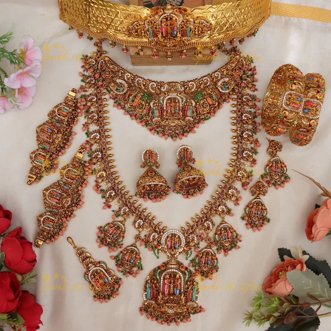 Exquisite Meenakari Temple Bridal Jewellery Set