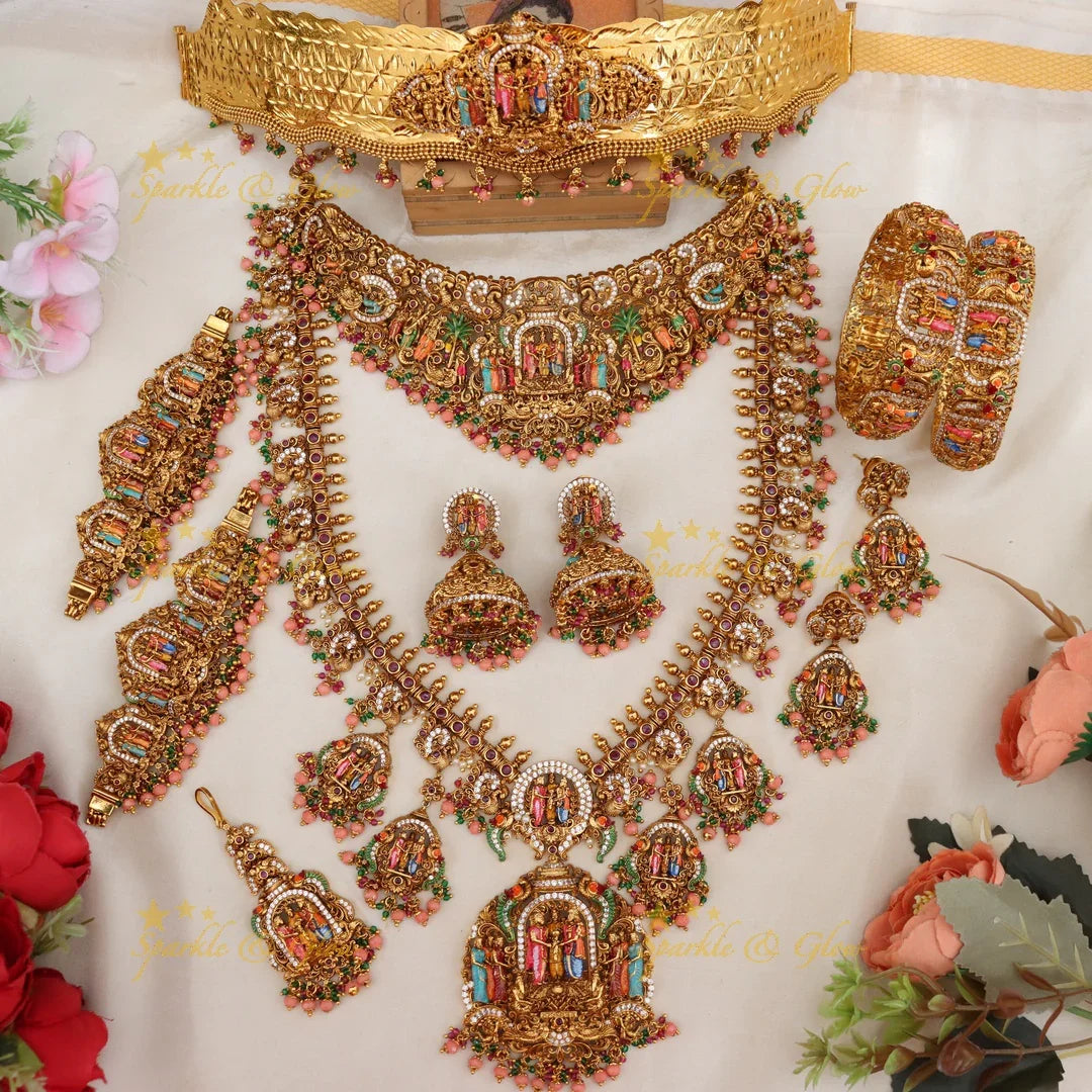 Exquisite Meenakari Temple Bridal Jewellery Set