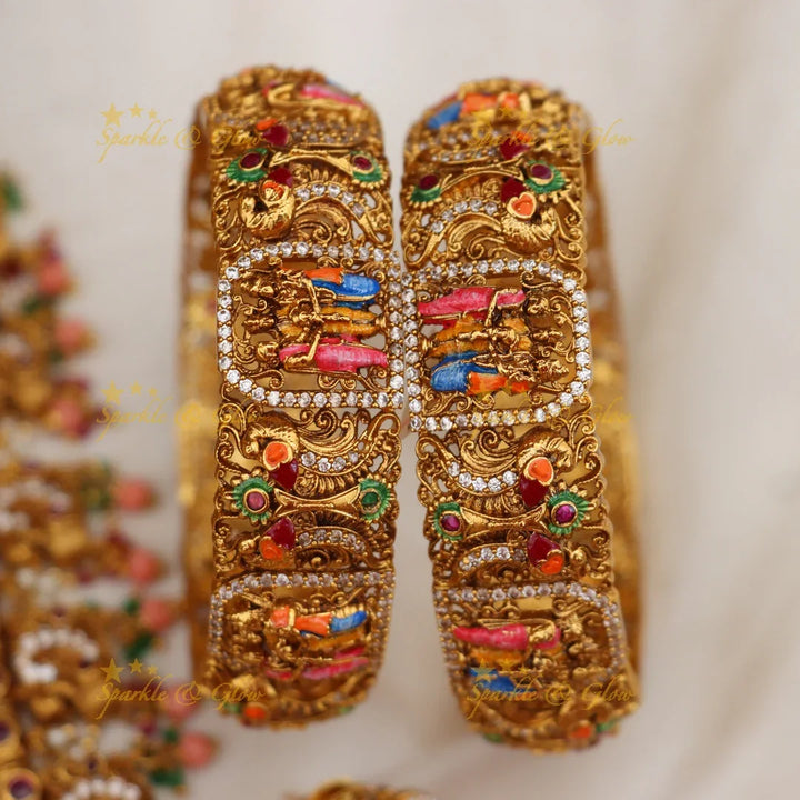 Exquisite Meenakari Temple Bridal Jewellery Set