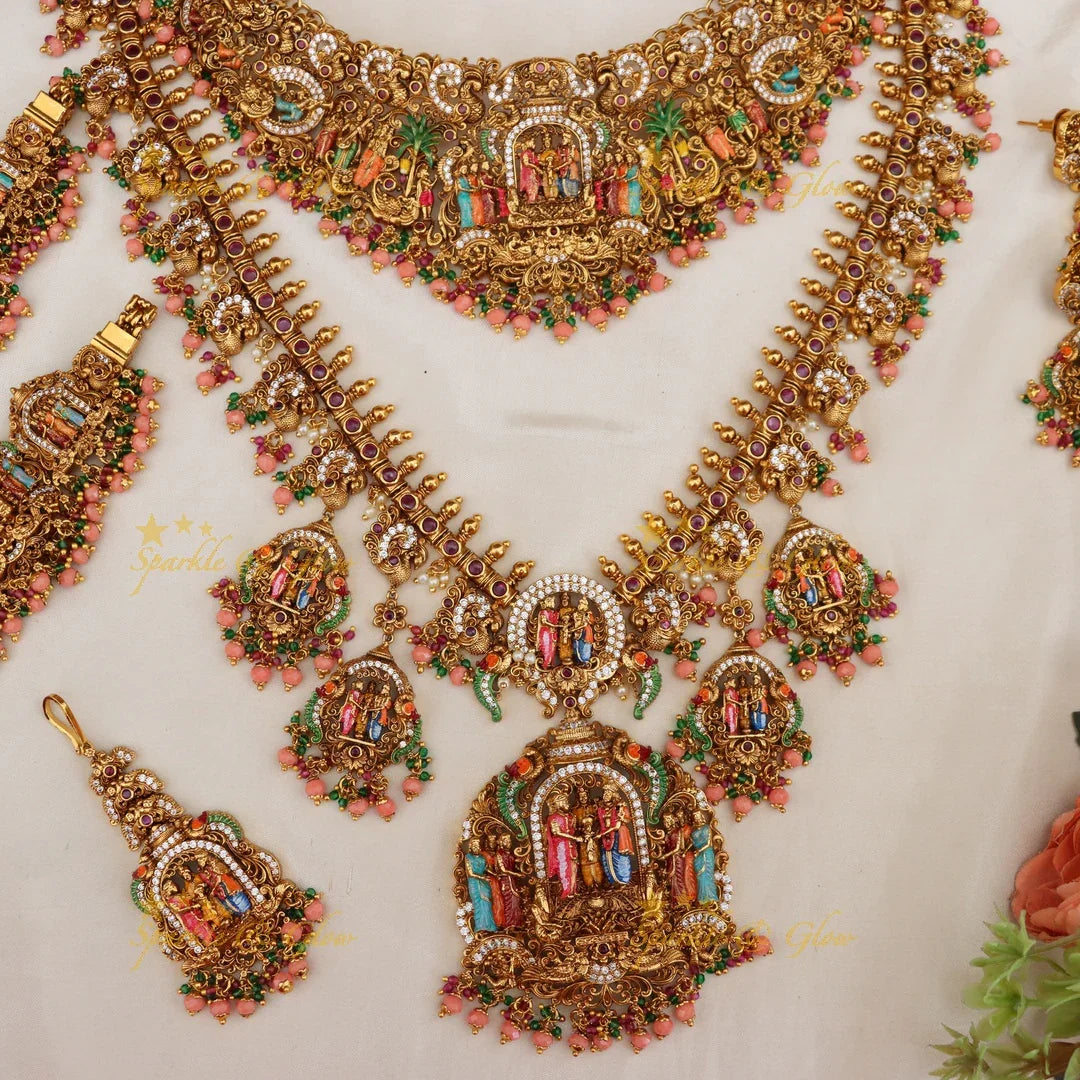Exquisite Meenakari Temple Bridal Jewellery Set