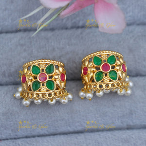 Sparkling Floral Pearl Bugadi Earrings - Elegant Style